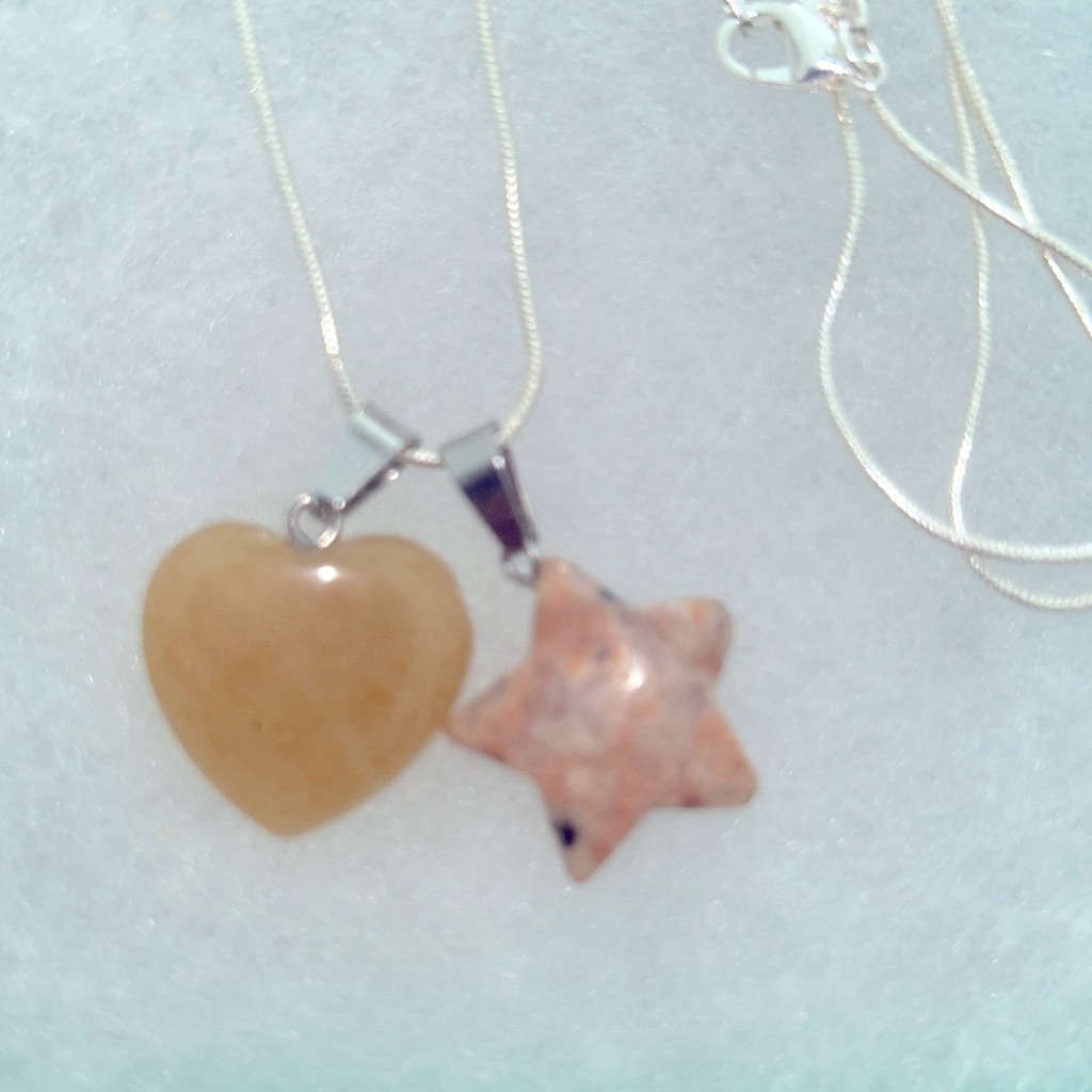 Boho Hippie Aventurine Heart And Sunstone Star 18 Sterling Silver N 15$